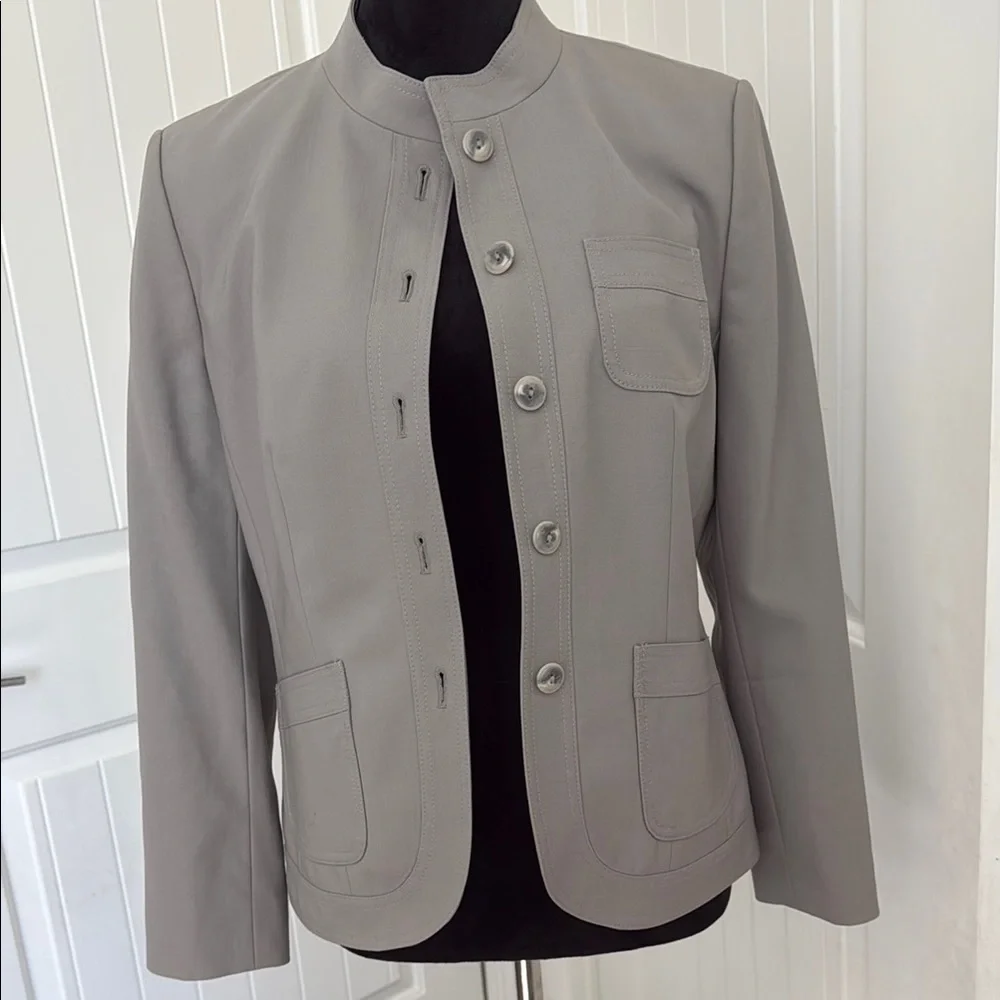 Talbots Women's Gray Stand Collar Blazer
